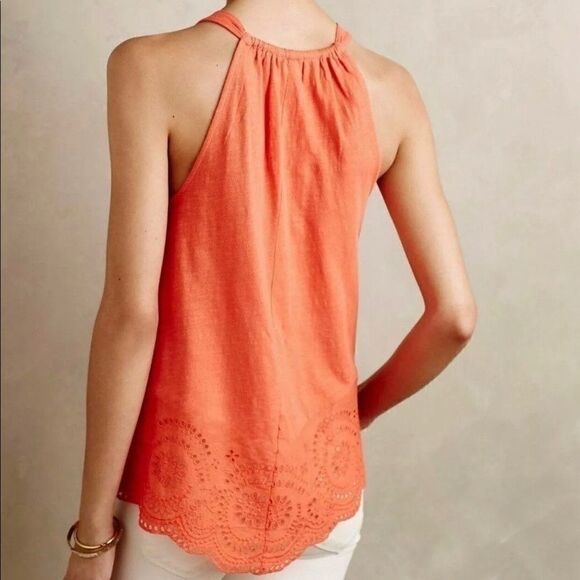 Meadow Rue Orange Eyelet Knotted Tank - Picture 3 of 10